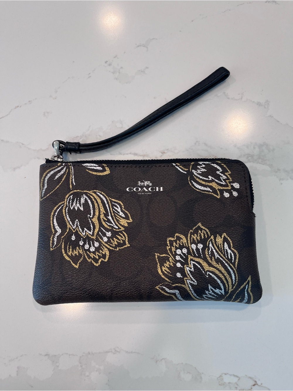 Coach Floral Signature Canvas Wristlet